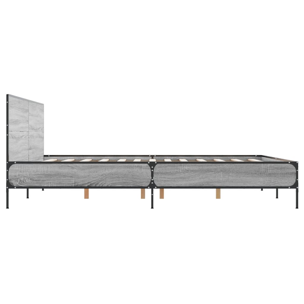 sengestel 120x200 cm konstrueret træ og metal grå sonoma-eg