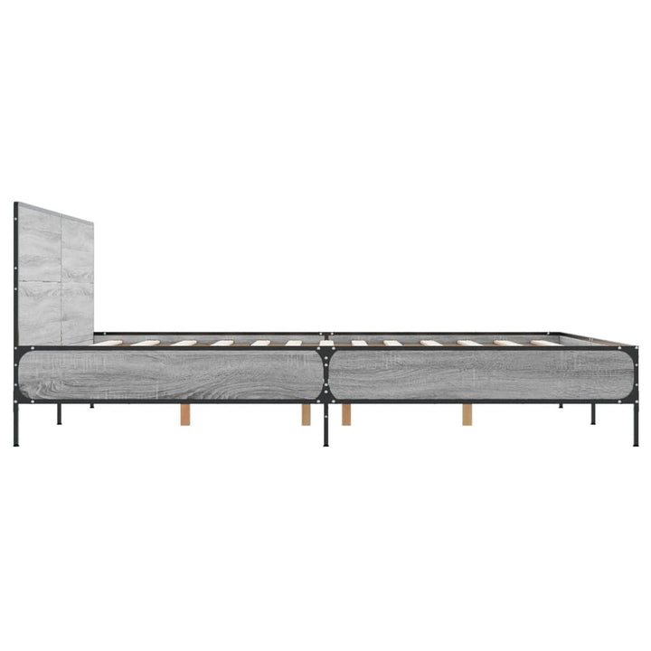 sengestel 120x200 cm konstrueret træ og metal grå sonoma-eg