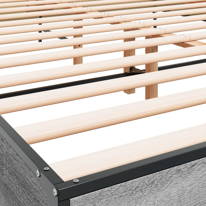 sengestel 120x200 cm konstrueret træ og metal grå sonoma-eg
