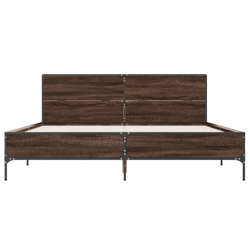 sengestel 120x200 cm konstrueret træ og metal brun egetræ