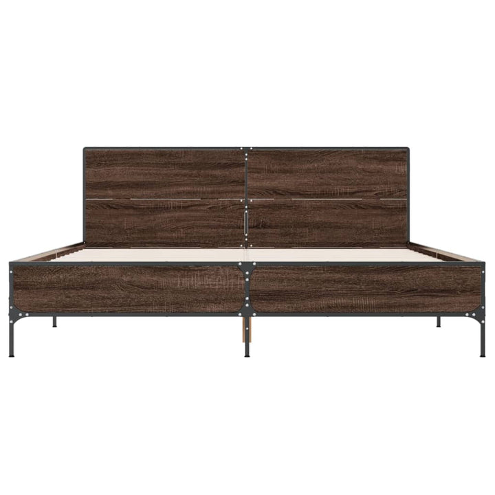 sengestel 120x200 cm konstrueret træ og metal brun egetræ
