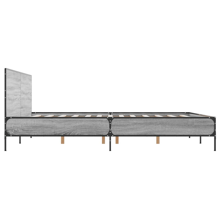 sengestel 140x200 cm konstrueret træ og metal grå sonoma-eg