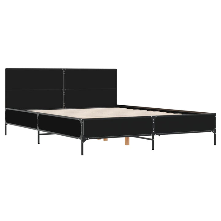 sengestel 150x200 cm konstrueret træ og metal sort