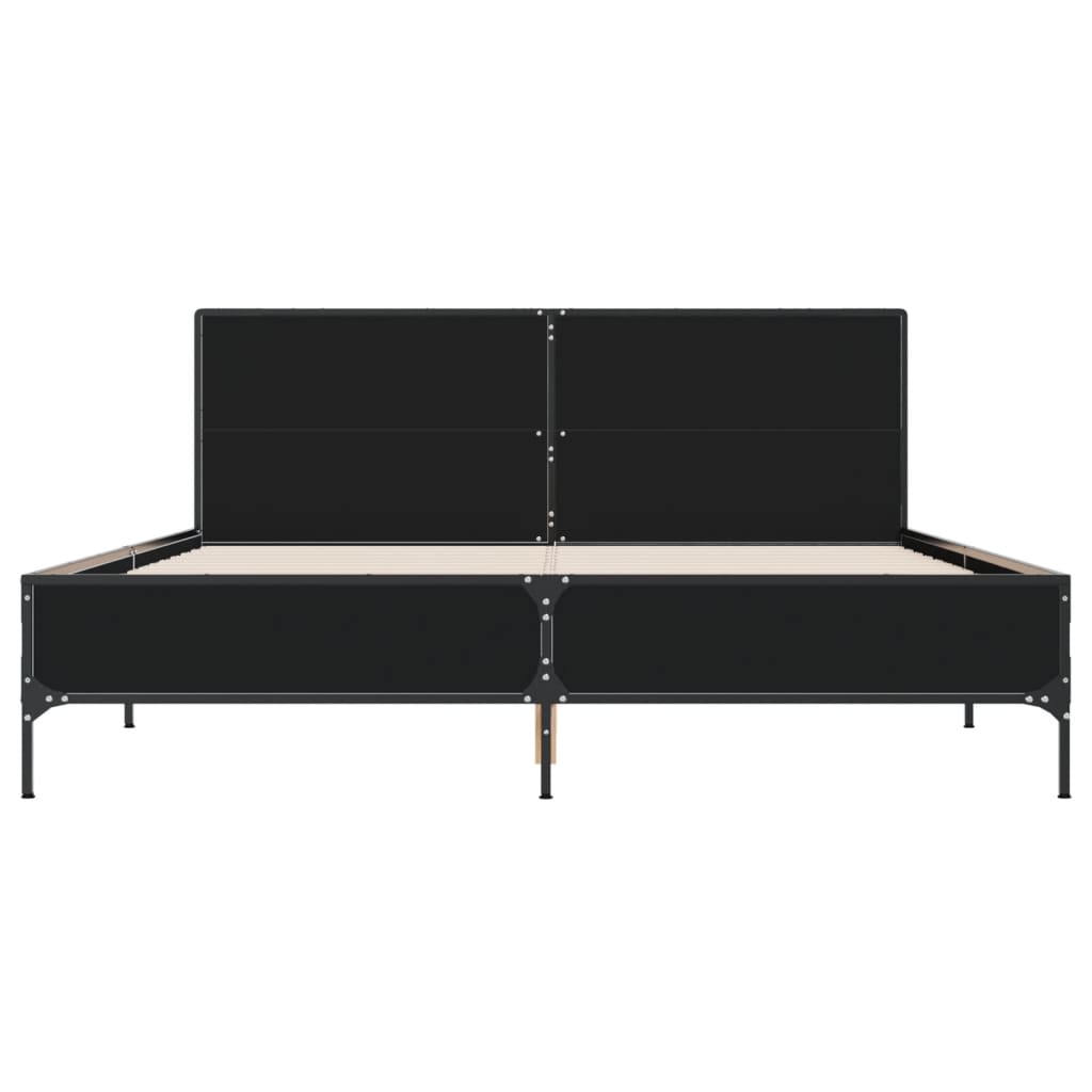 sengestel 150x200 cm konstrueret træ og metal sort