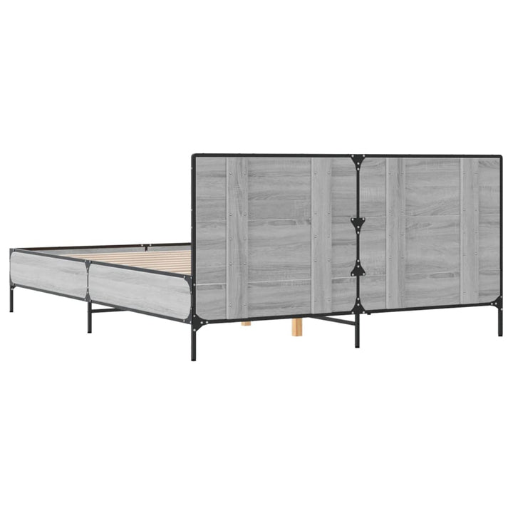 sengestel 150x200 cm konstrueret træ og metal grå sonoma-eg