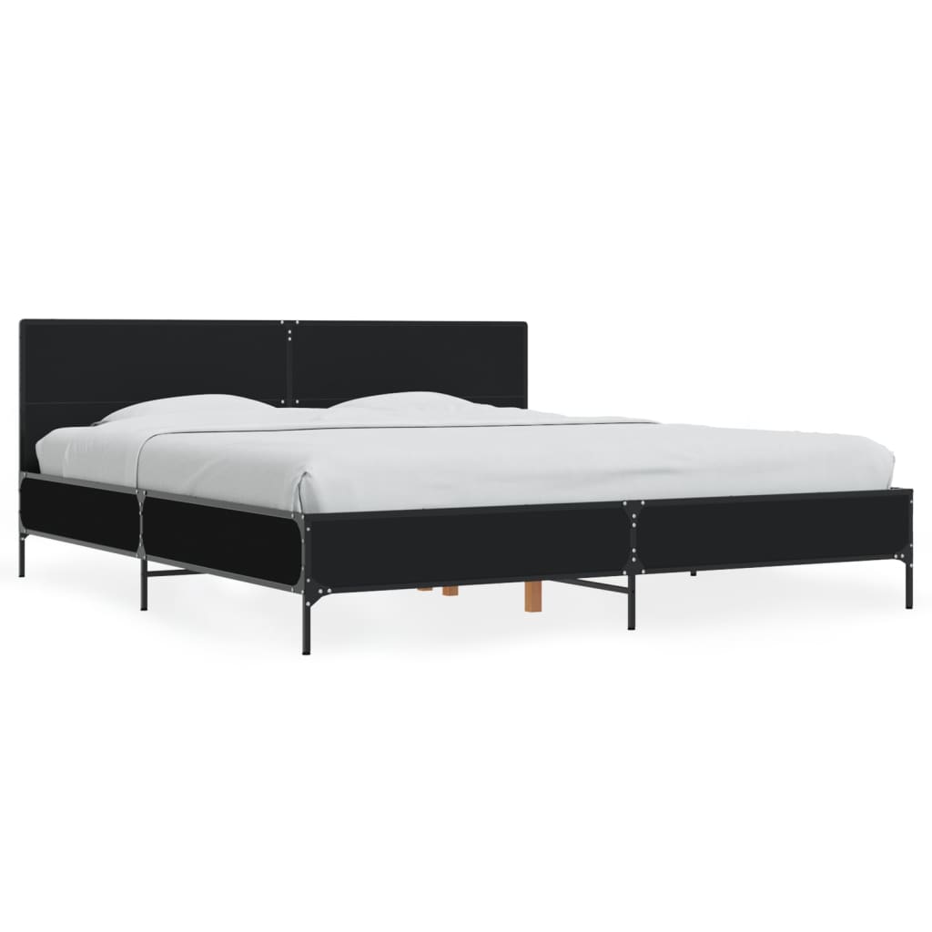 sengestel 200x200 cm konstrueret træ og metal sort