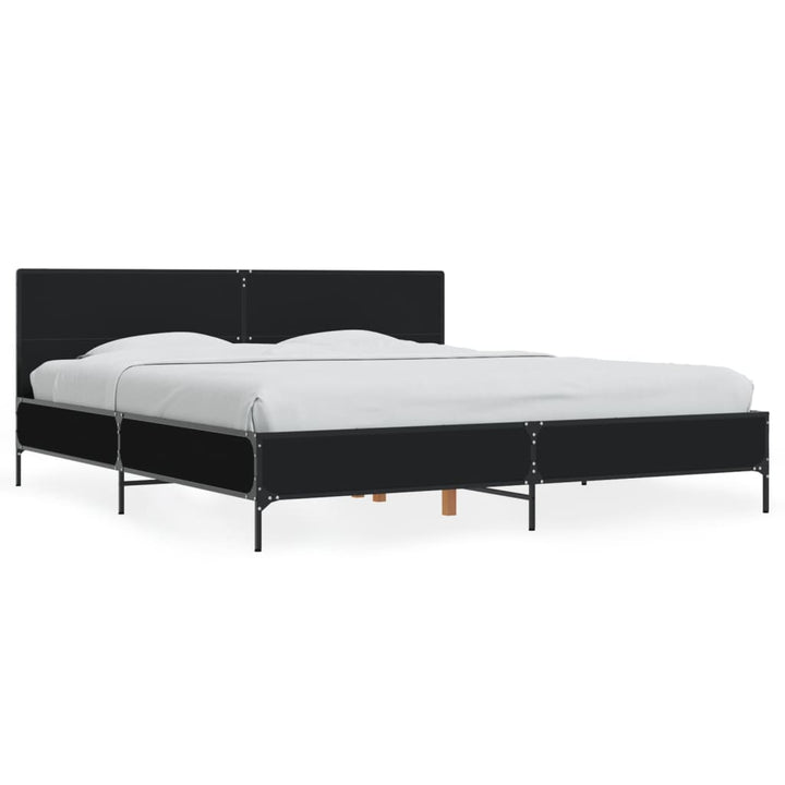 sengestel 200x200 cm konstrueret træ og metal sort
