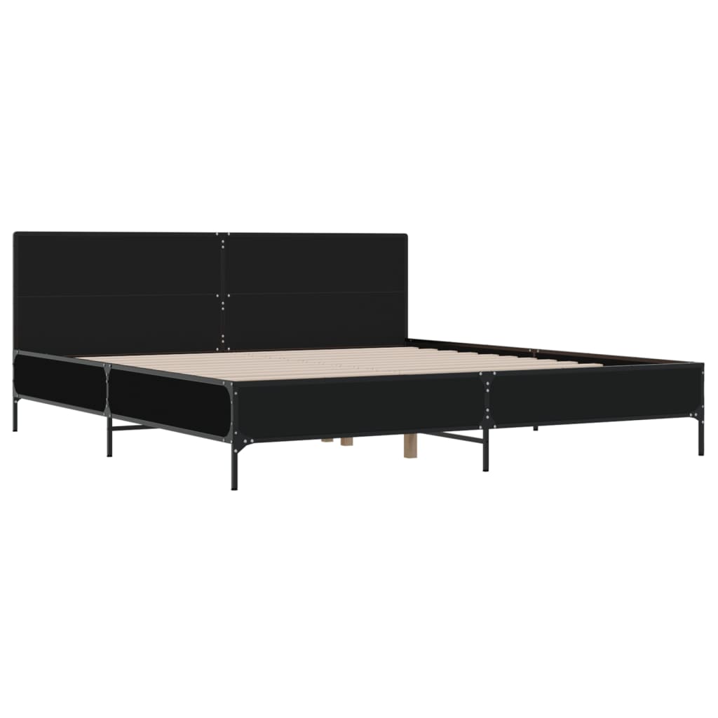 sengestel 200x200 cm konstrueret træ og metal sort