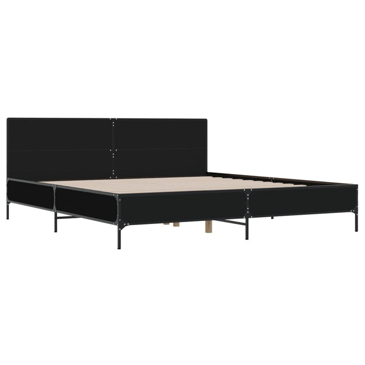 sengestel 200x200 cm konstrueret træ og metal sort