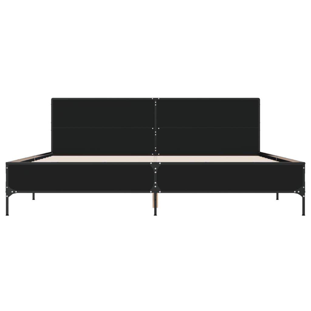 sengestel 200x200 cm konstrueret træ og metal sort