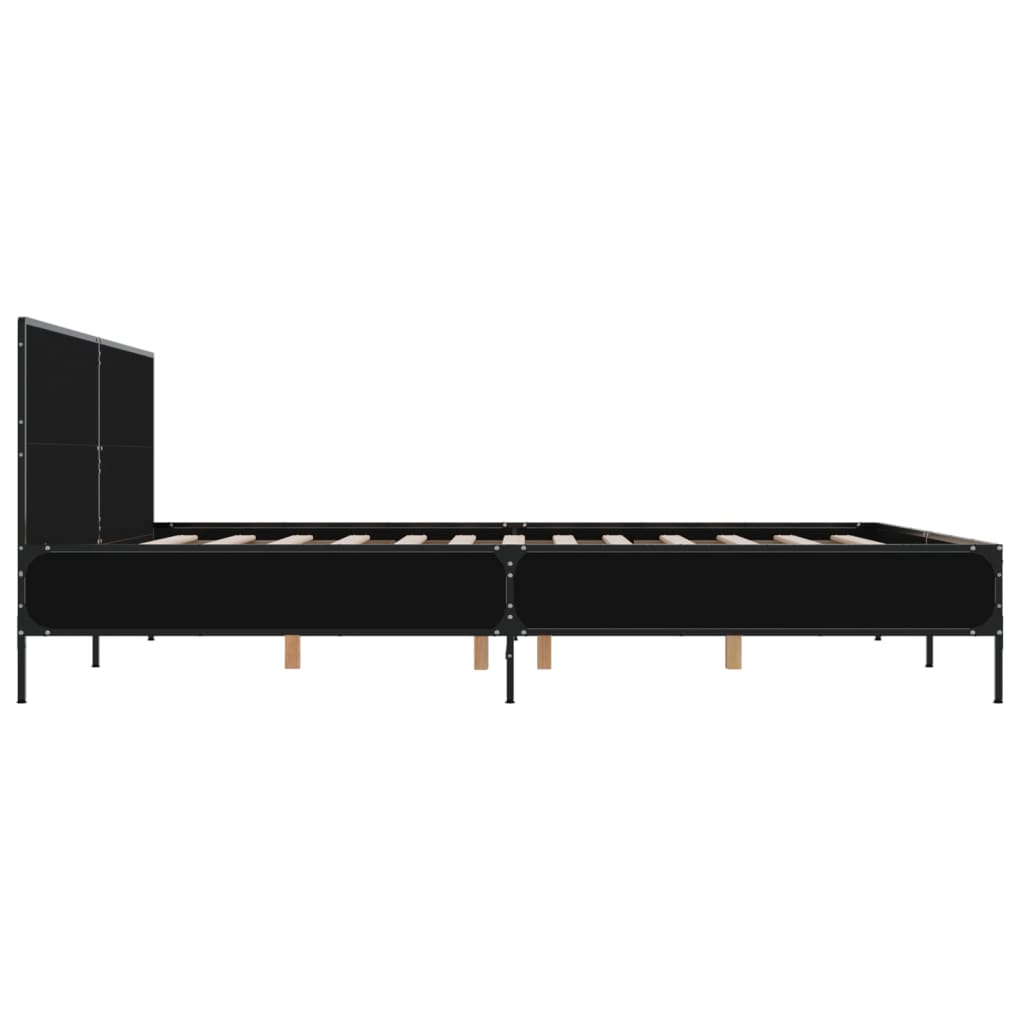 sengestel 200x200 cm konstrueret træ og metal sort