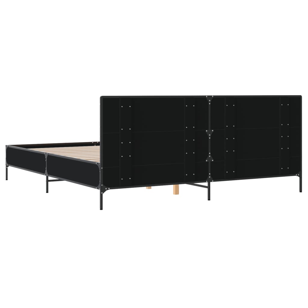 sengestel 200x200 cm konstrueret træ og metal sort