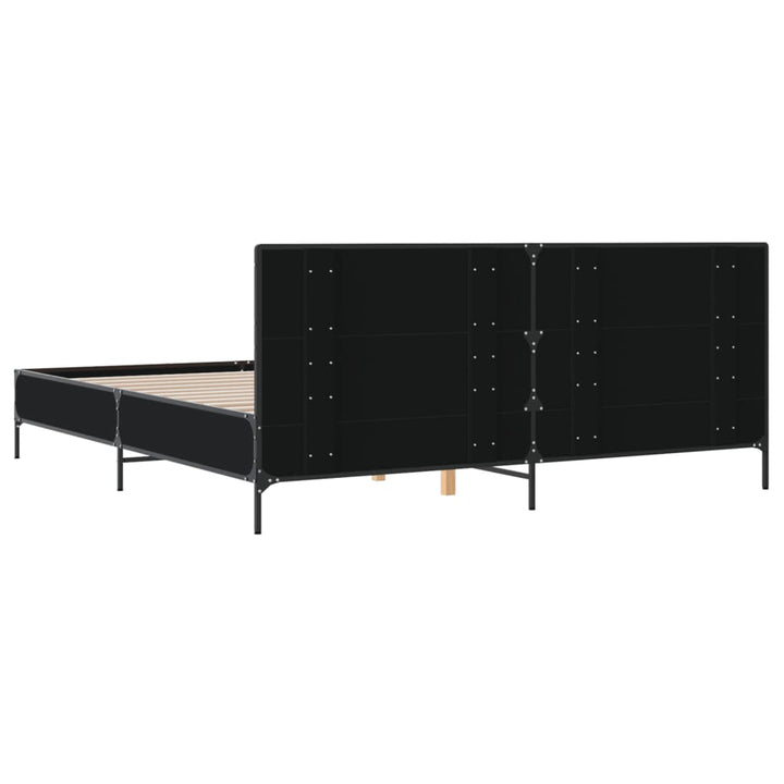 sengestel 200x200 cm konstrueret træ og metal sort