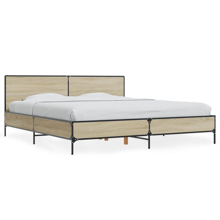 sengestel 200x200 cm konstrueret træ og metal sonoma-eg