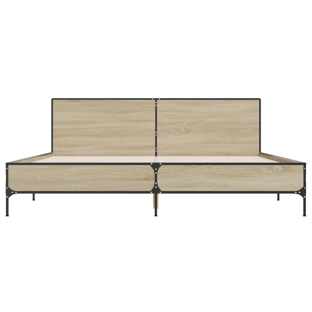 sengestel 200x200 cm konstrueret træ og metal sonoma-eg