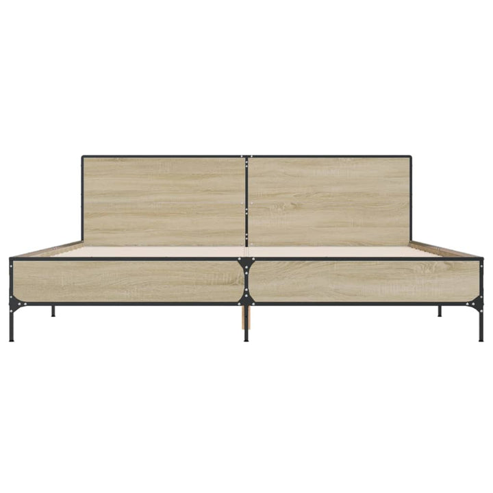 sengestel 200x200 cm konstrueret træ og metal sonoma-eg