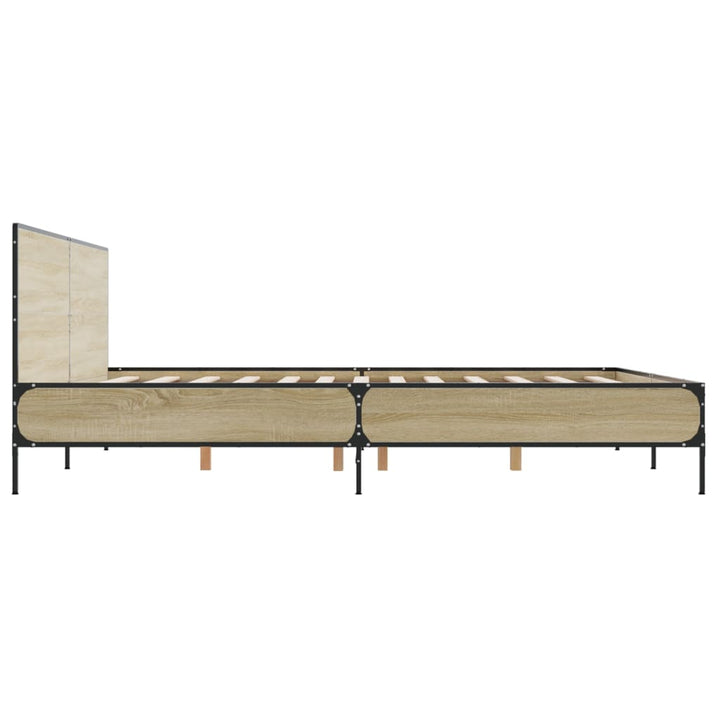 sengestel 200x200 cm konstrueret træ og metal sonoma-eg
