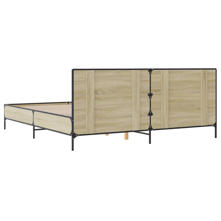 sengestel 200x200 cm konstrueret træ og metal sonoma-eg