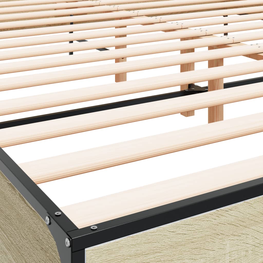 sengestel 200x200 cm konstrueret træ og metal sonoma-eg