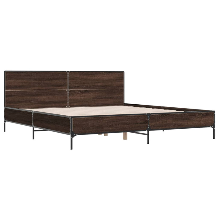 sengeramme 200x200 cm konstrueret træ og metal brun egetræ