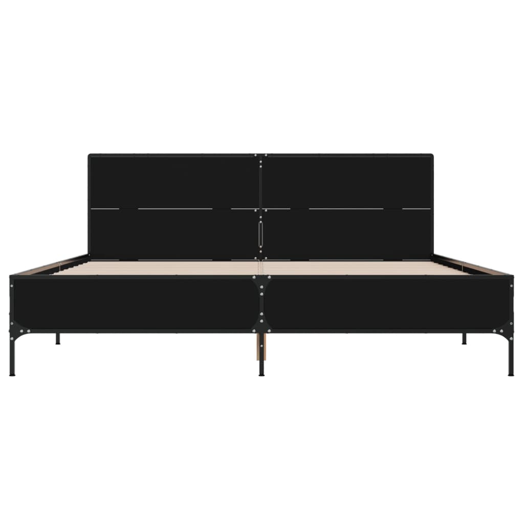 sengestel 120x190 cm konstrueret træ og metal sort
