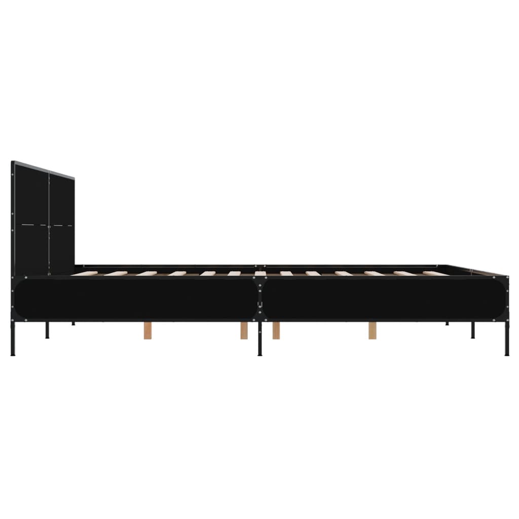 sengestel 120x190 cm konstrueret træ og metal sort