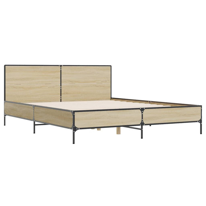 sengestel 120x190 cm konstrueret træ og metal sonoma-eg