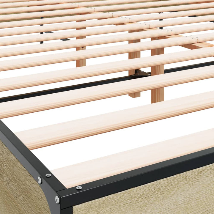 sengestel 120x190 cm konstrueret træ og metal sonoma-eg