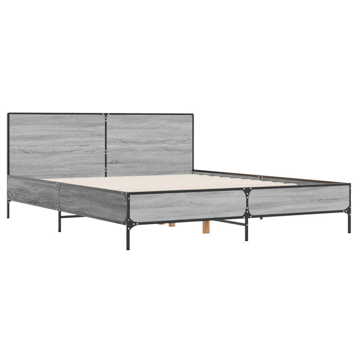 sengestel 120x190 cm konstrueret træ og metal grå sonoma-eg