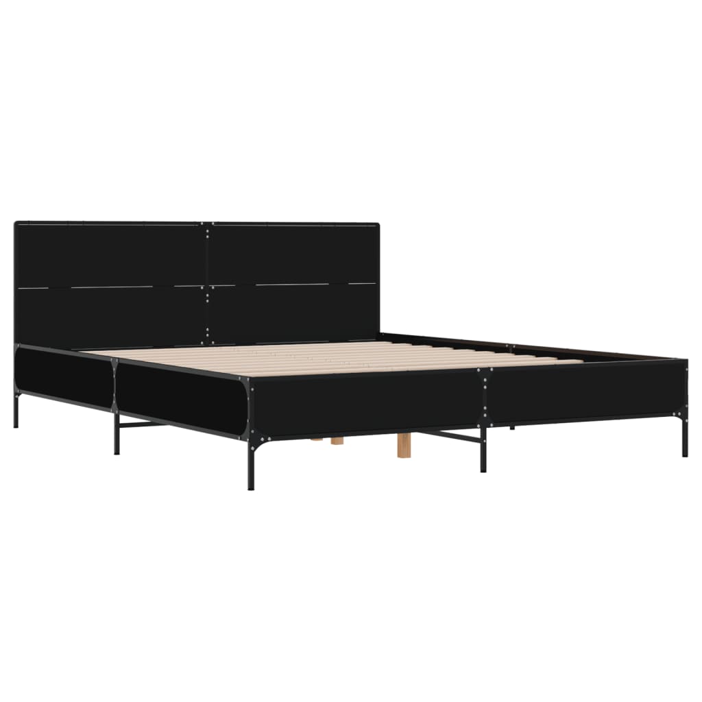 sengestel 135x190 cm konstrueret træ og metal sort
