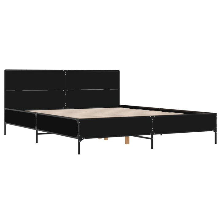 sengestel 135x190 cm konstrueret træ og metal sort