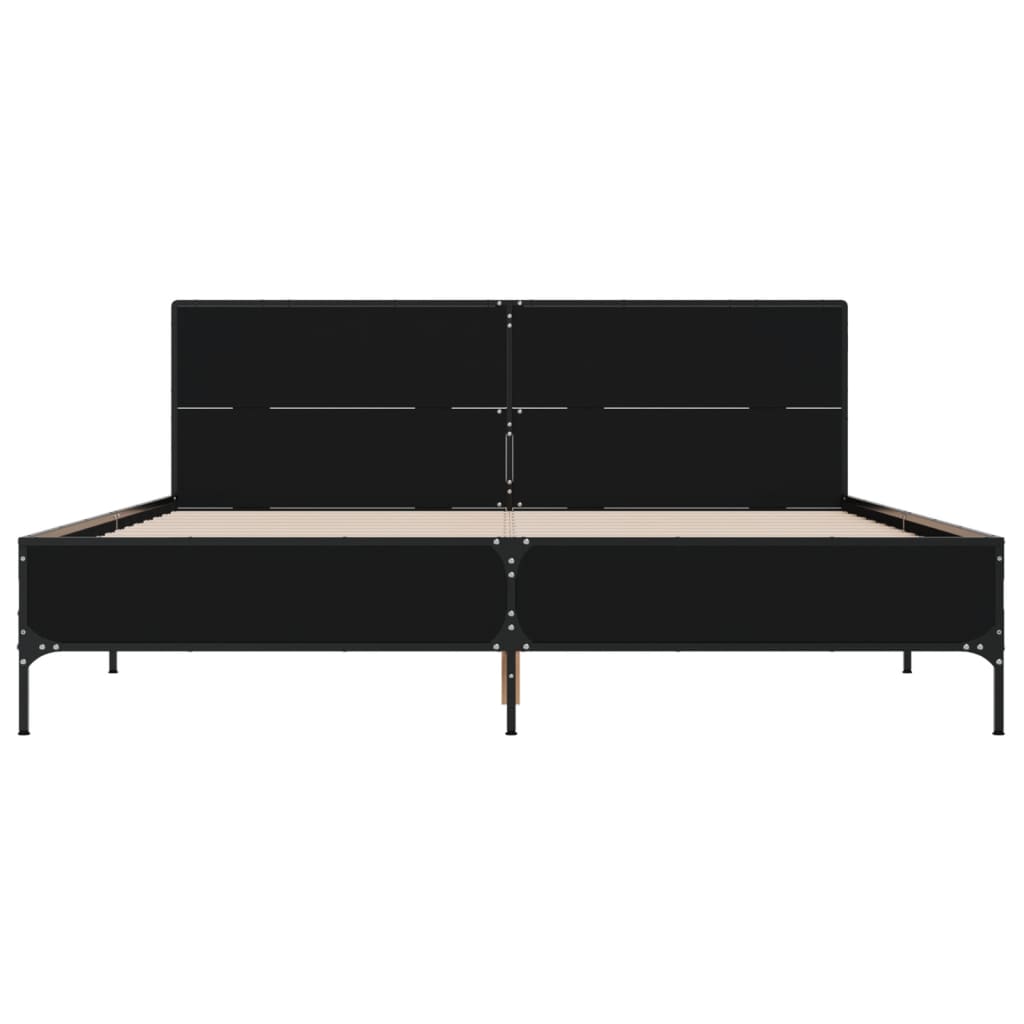 sengestel 135x190 cm konstrueret træ og metal sort