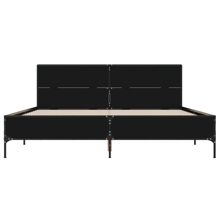 sengestel 135x190 cm konstrueret træ og metal sort