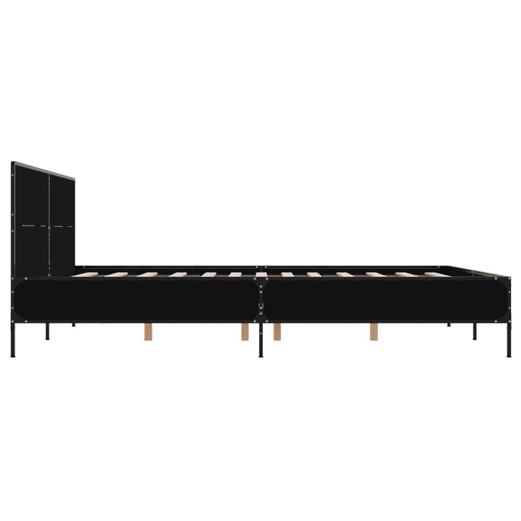 sengestel 135x190 cm konstrueret træ og metal sort