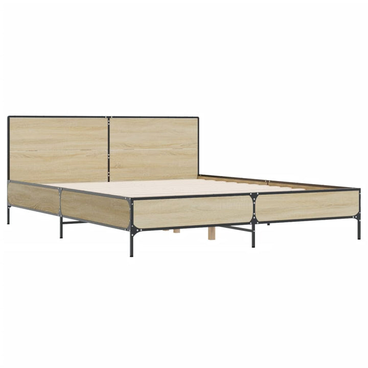 sengestel 135x190 cm konstrueret træ og metal sonoma-eg