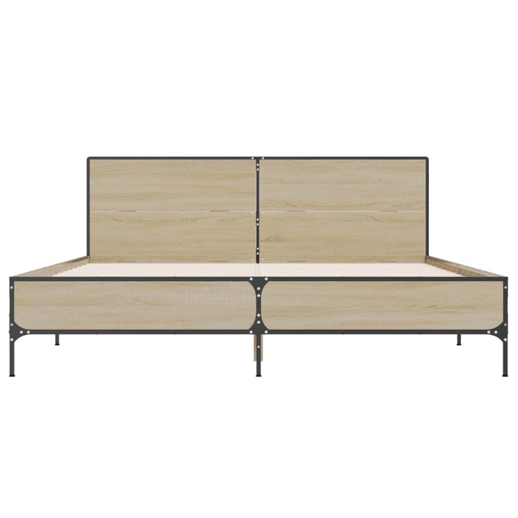 sengestel 135x190 cm konstrueret træ og metal sonoma-eg
