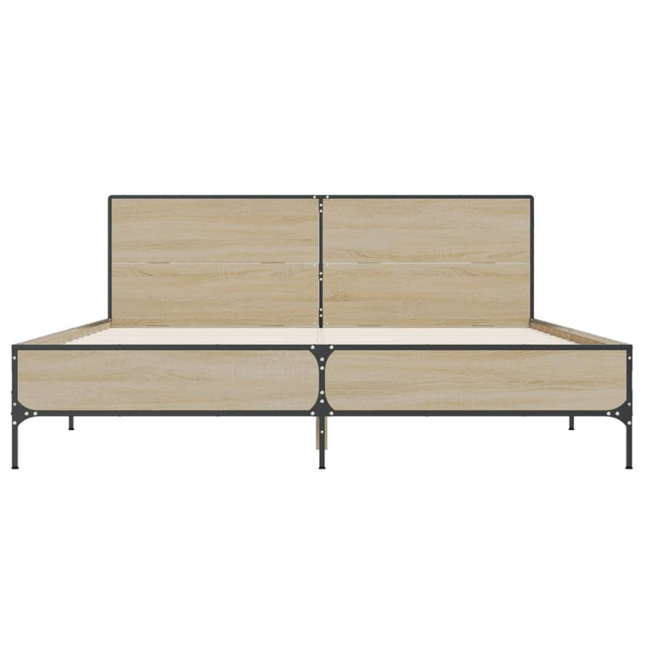 sengestel 135x190 cm konstrueret træ og metal sonoma-eg