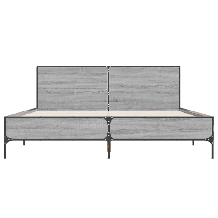sengestel 135x190 cm konstrueret træ og metal grå sonoma-eg
