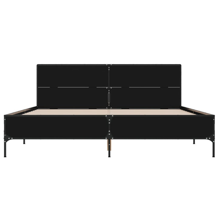 sengestel 140x190 cm konstrueret træ og metal sort