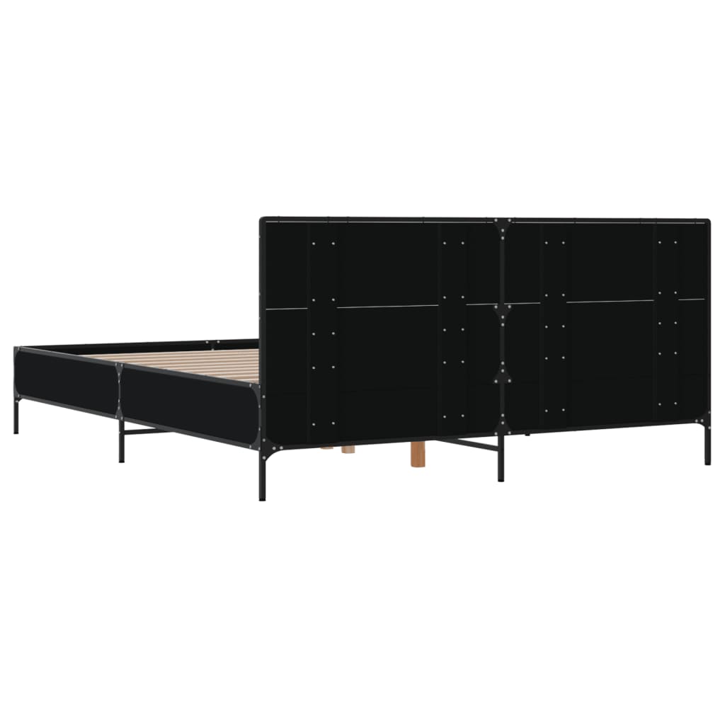 sengestel 140x190 cm konstrueret træ og metal sort