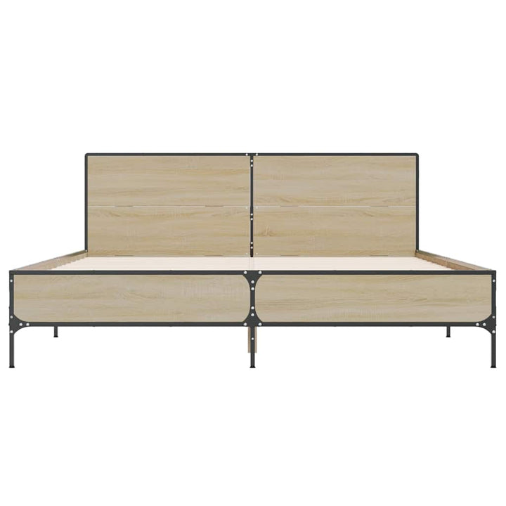 sengestel 140x190 cm konstrueret træ og metal sonoma-eg