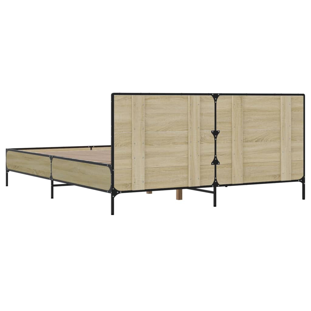sengestel 140x190 cm konstrueret træ og metal sonoma-eg