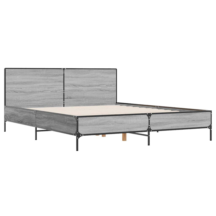 sengestel 140x190 cm konstrueret træ og metal grå sonoma-eg