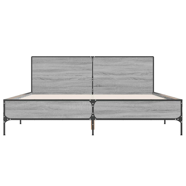 sengestel 140x190 cm konstrueret træ og metal grå sonoma-eg