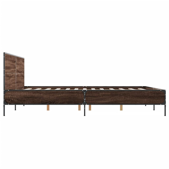 sengestel 140x190 cm konstrueret træ og metal brun egetræsfarve