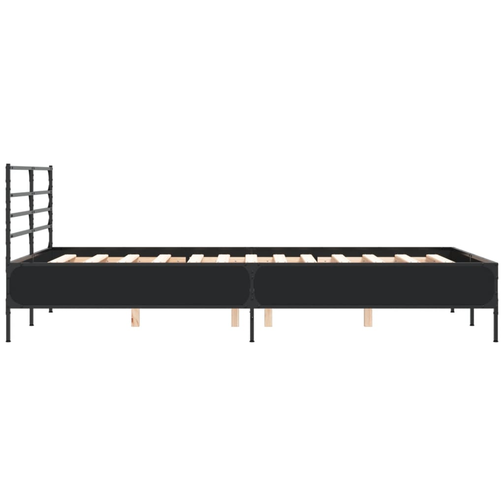 sengestel 120x200 cm konstrueret træ og metal sort