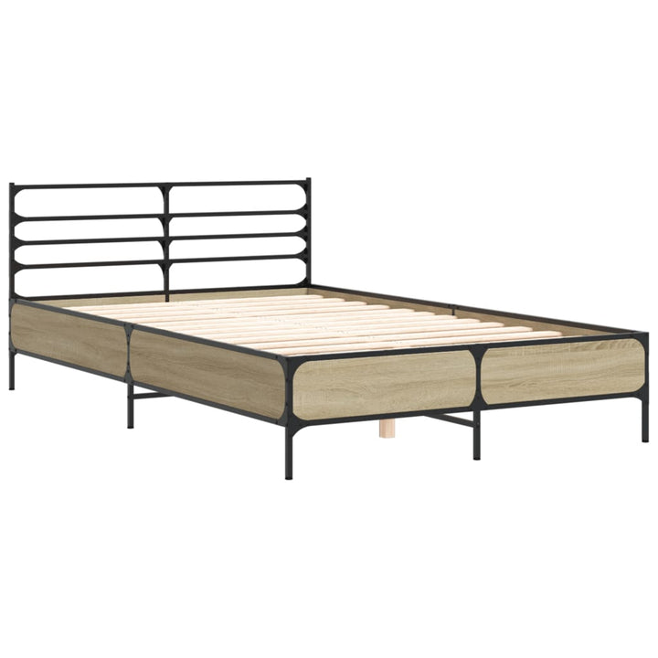 sengestel 120x200 cm konstrueret træ og metal sonoma-eg