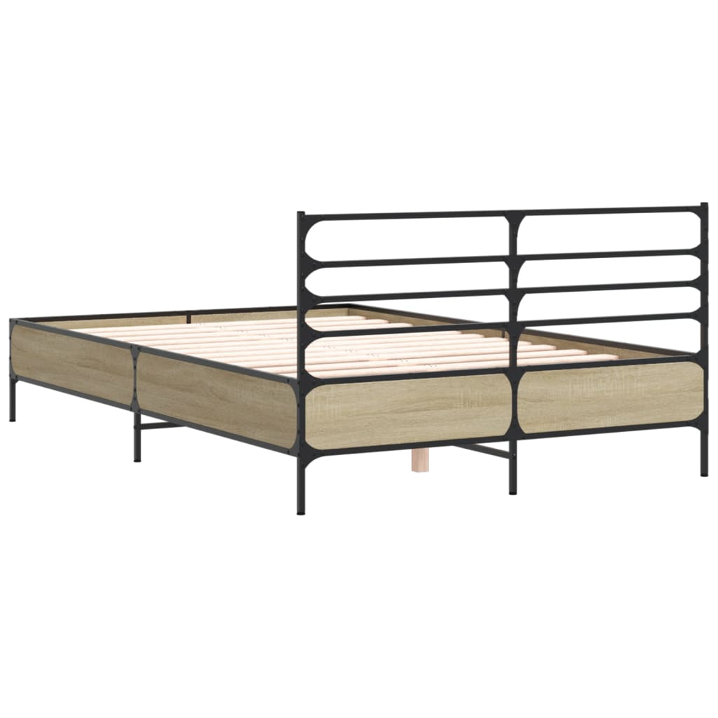 sengestel 120x200 cm konstrueret træ og metal sonoma-eg
