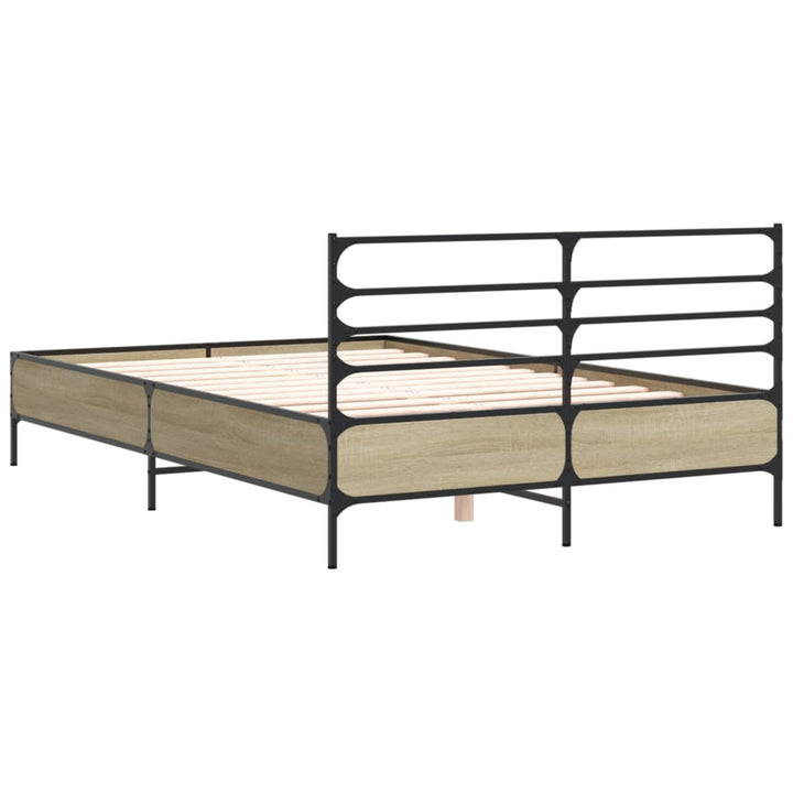 sengestel 120x200 cm konstrueret træ og metal sonoma-eg