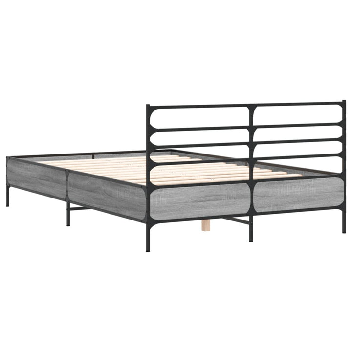 sengestel 120x200 cm konstrueret træ og metal grå sonoma-eg